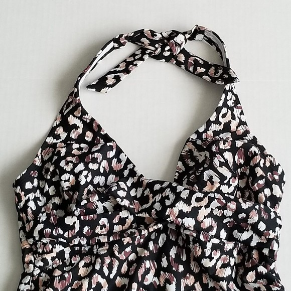 Isabel Maternity Medium One Piece Swim Suit Black Brown Halter Tie Built in Bra - Picture 9 of 9